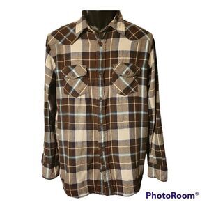 Urban Pipeline Shirt Men's Size L Brown Plaid Long Sleeve Button Up Cotton Top